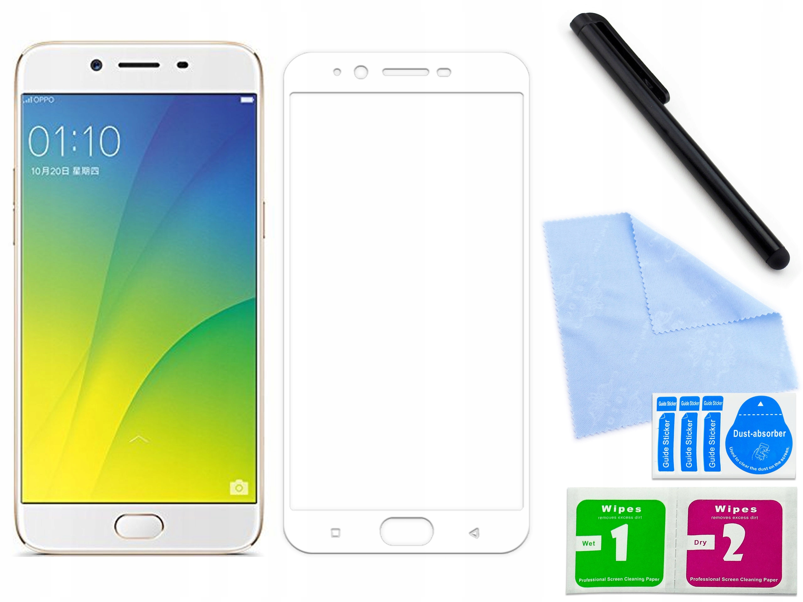 

Zaokršglone szkło 3D hartowane do Oppo R9s Białe