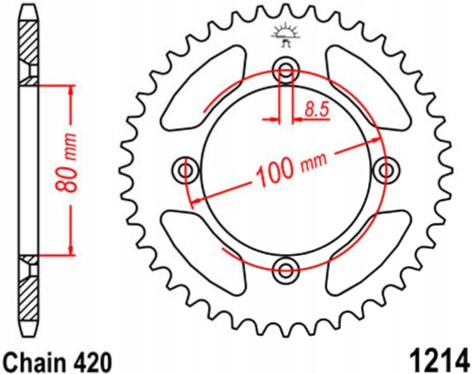 Zadní ozubené kolo Jt R1214 36-49Z Honda Xr 80 R 85-03