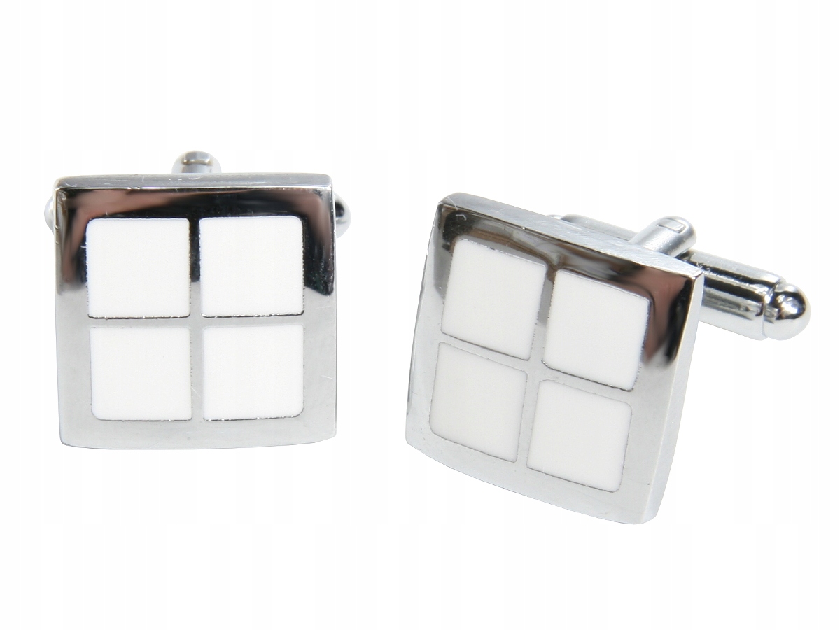 SPINKI DO MANKIETÓW SREBRNE Z BIAŁĄ MASĄ PUDEŁKO Marka Inna marka