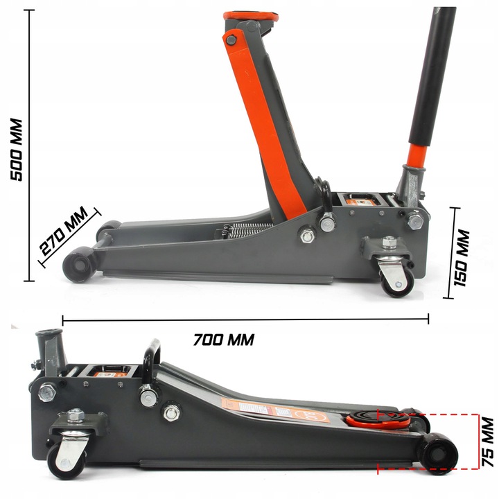 PODNOSNIK NISKOPROFILOWY ZABA 3T BJC 75 500mm GUMA Mark BJC