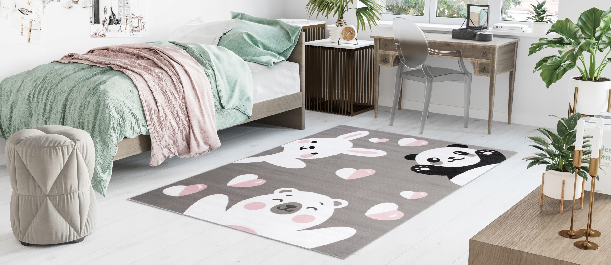 DYWAN PASTELOWY 140x200 KOSMOS MIŚ PANDA SÓWKI Grubość 8 mm