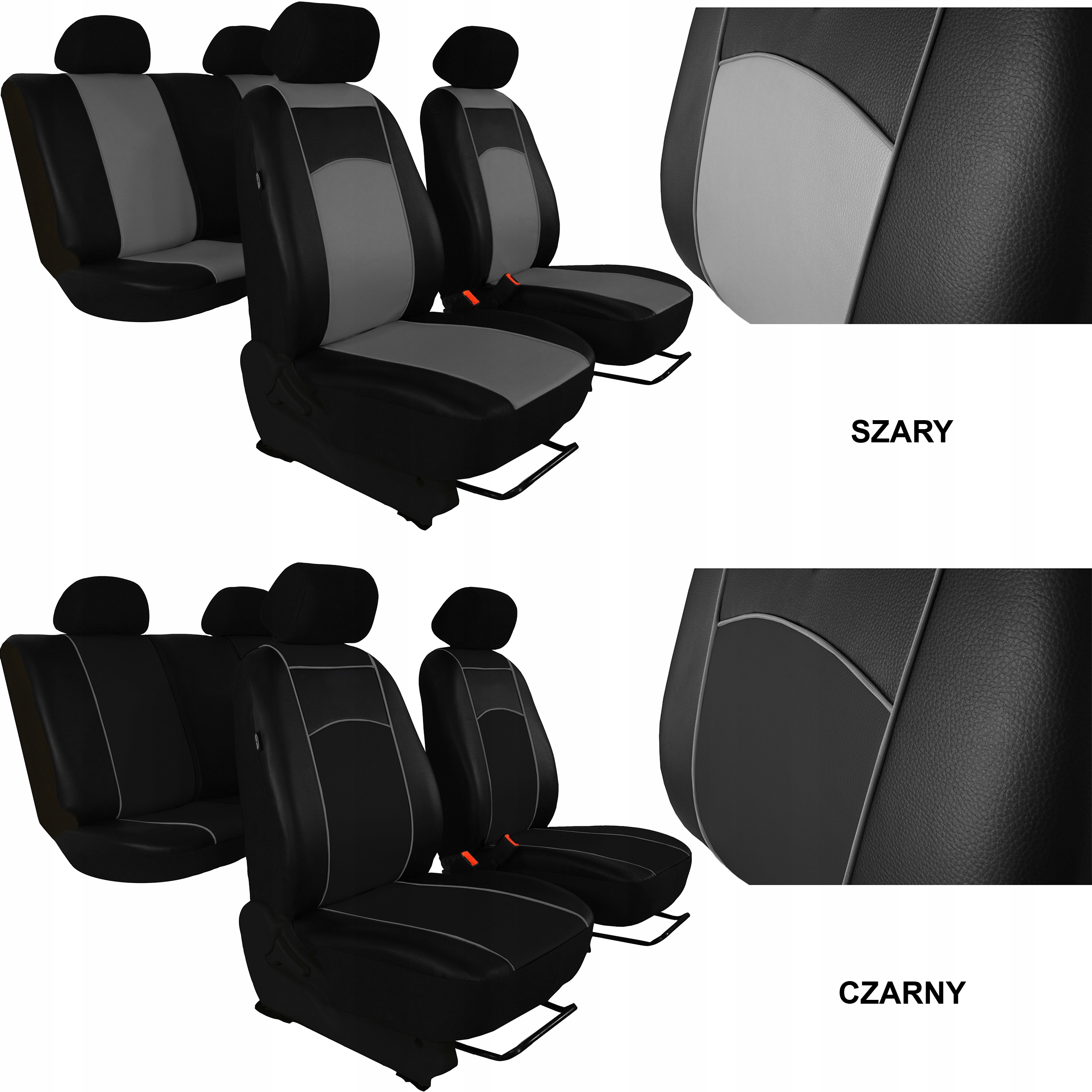 SKÓRZANE POKROWCE MIAROWE SAMOCHODOWE KOMPLET NA FOTELE do MERCEDES GLA II Model Skóra Standard