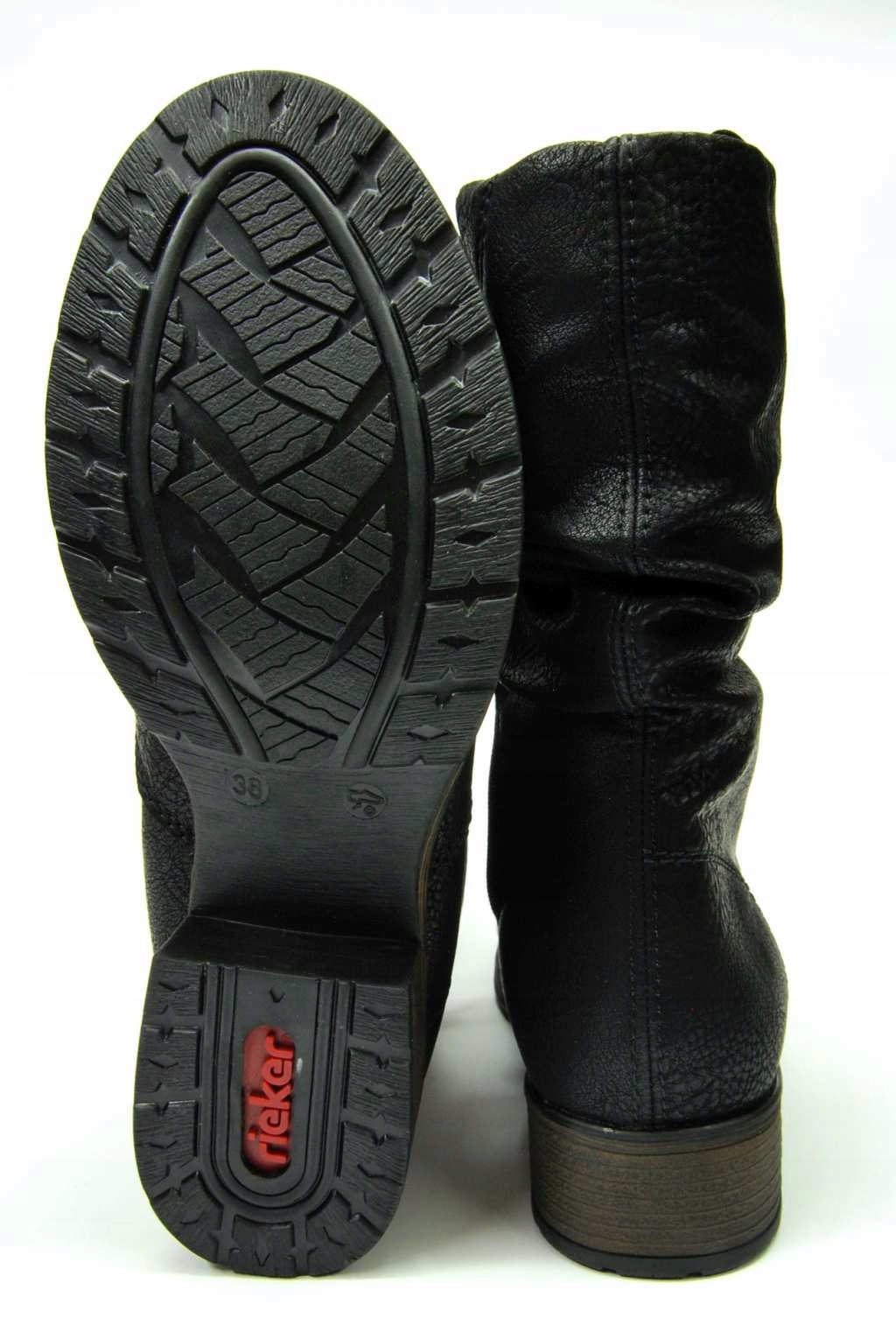 RIEKER Z9583 BOTKI wysokie owcza wełna czarne r 37 Długość wkładki 24.2 cm