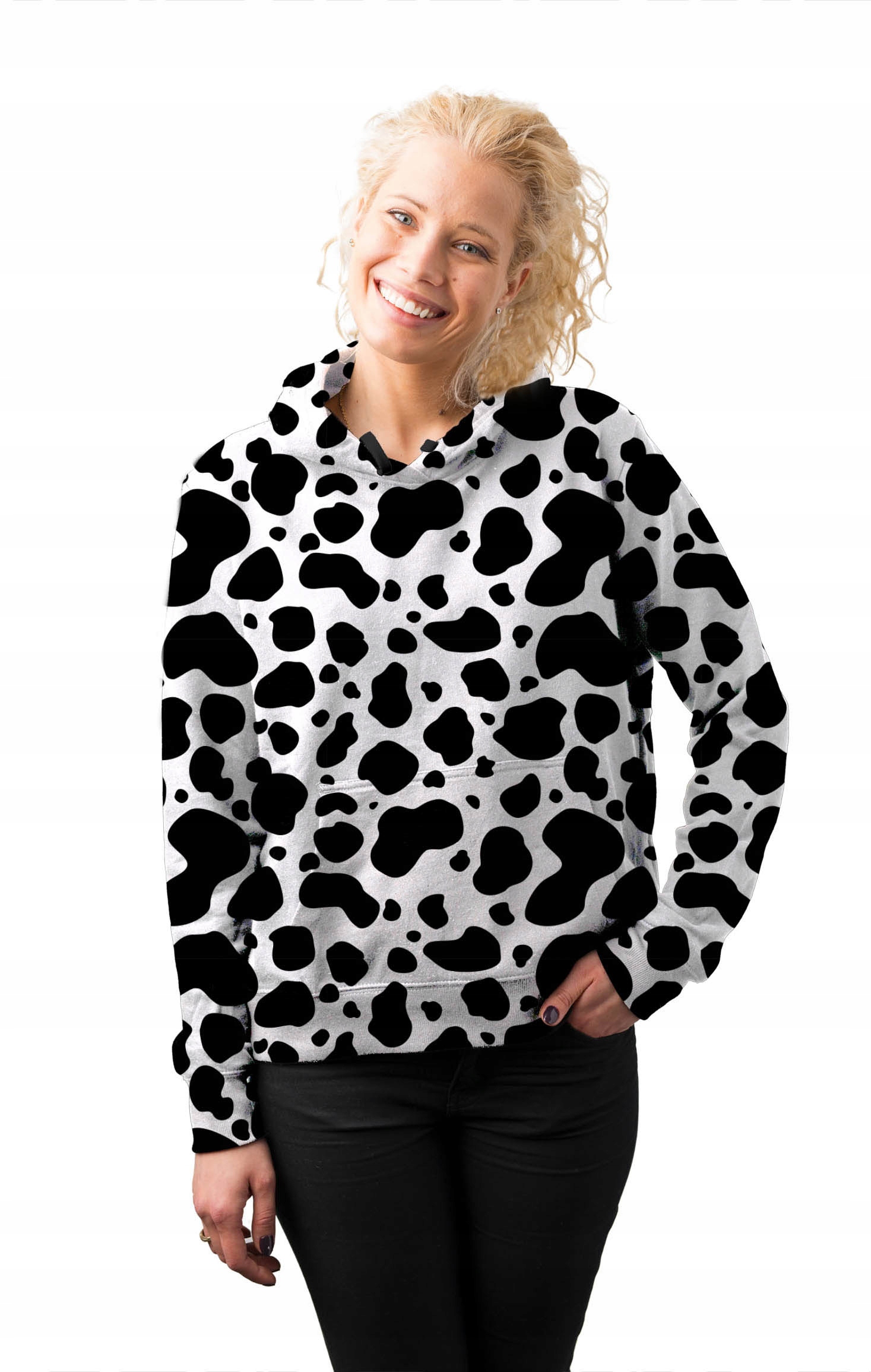 

Bluza Damska Print XL Biała Czarne Wzory Modna