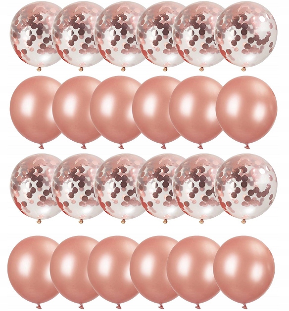 

Balony Rose Gold Ślub Panieński z konfetti 30 szt