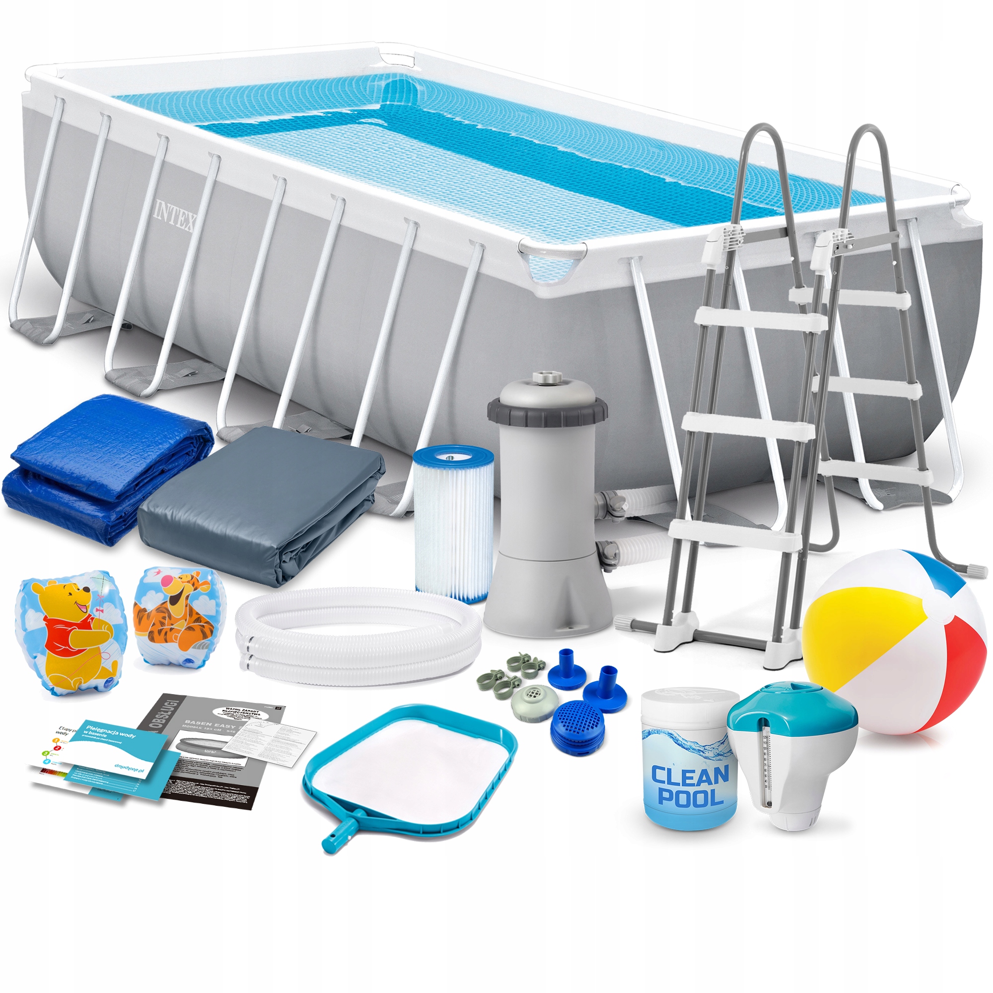 

Basen ogrodowy stelażowy Intex 400x200 zestaw 18w1