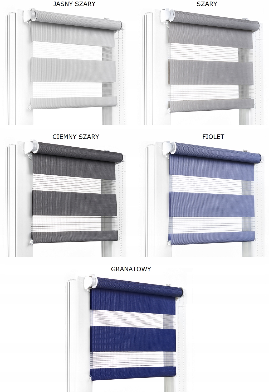 ROLETA DZIEŃ NOC 53x150 CM NAPINACZ RÓŻNE KOLORY Typ montażu bezinwazyjny