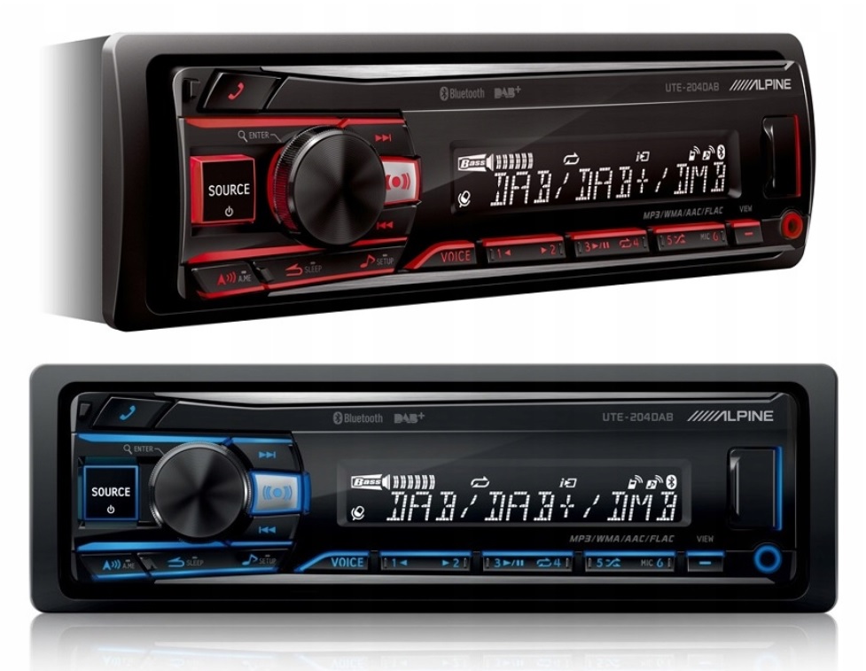 ALPINE UTE-204DAB BT DAB + FLAC + USB + МНОГОЦВЕТНЫЙ