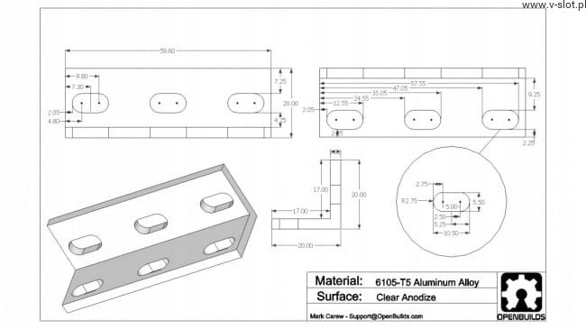 Narożnik typ L potrójny OpenBuilds Marka Inny producent