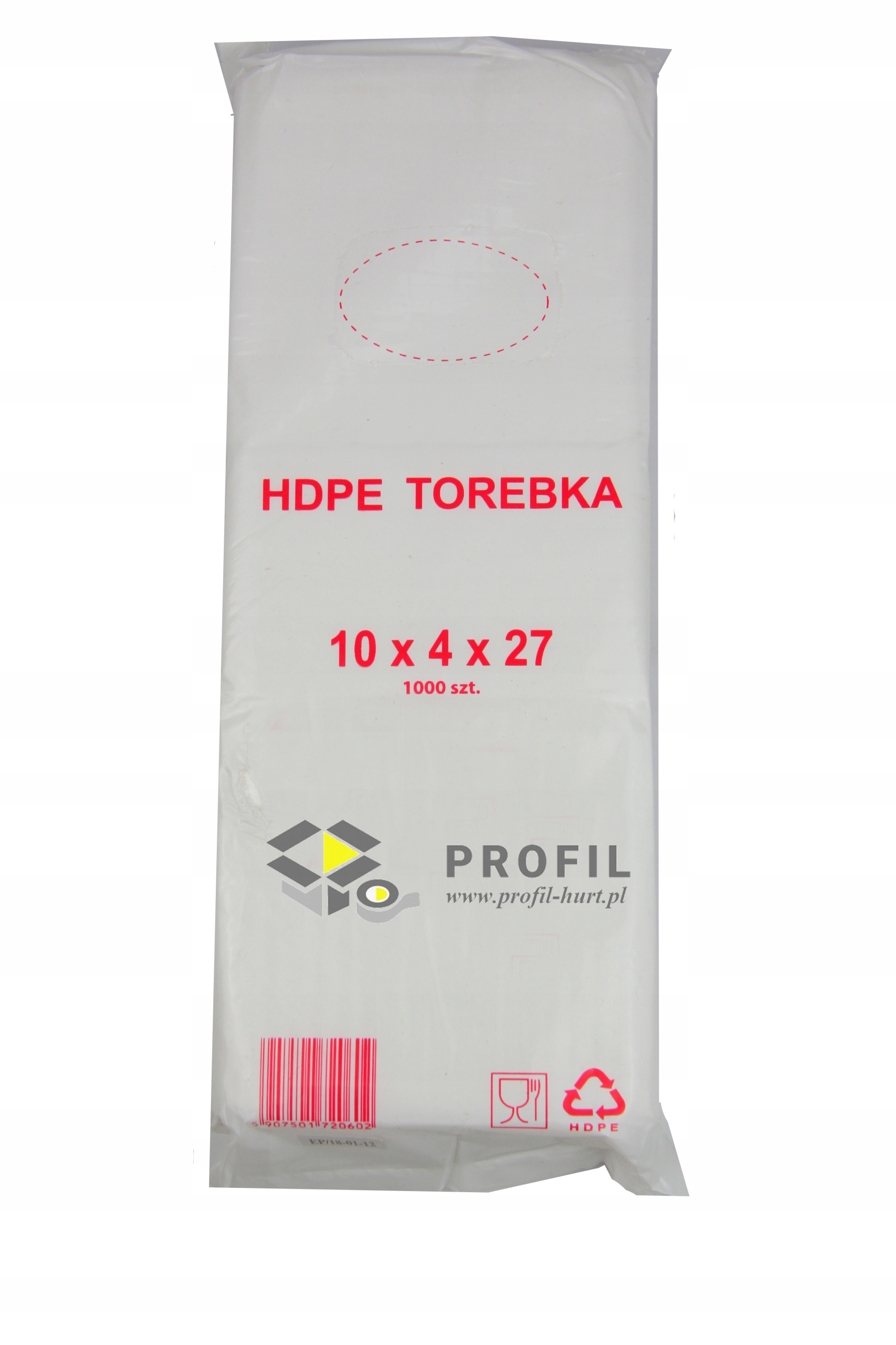 

Torebki Woreczki foliowe Hdpe 10/4x27 1000 szt.