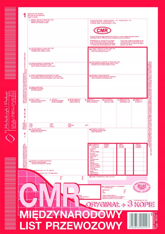 

Cmr Oryginał 3 Kopie A4 800-1
