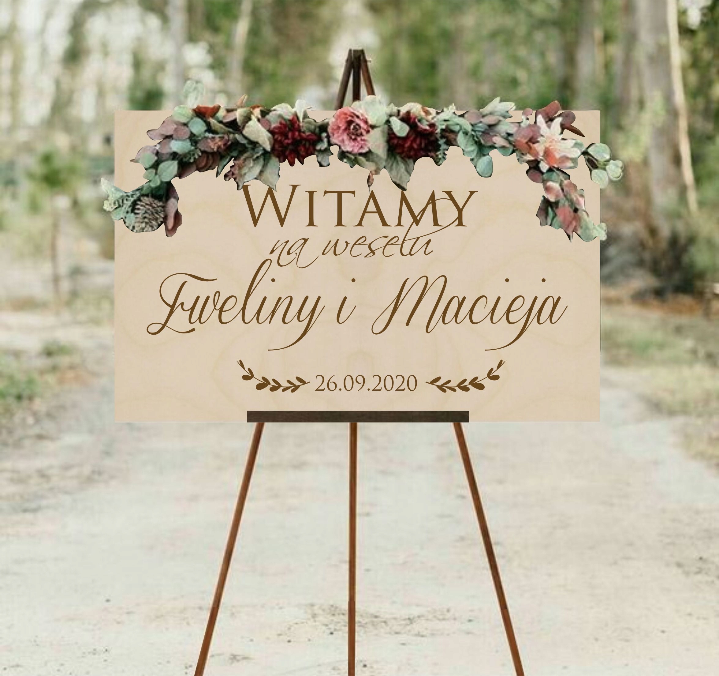 

Tablica powitalna na Wesele Ślub Rustykalna 60x35