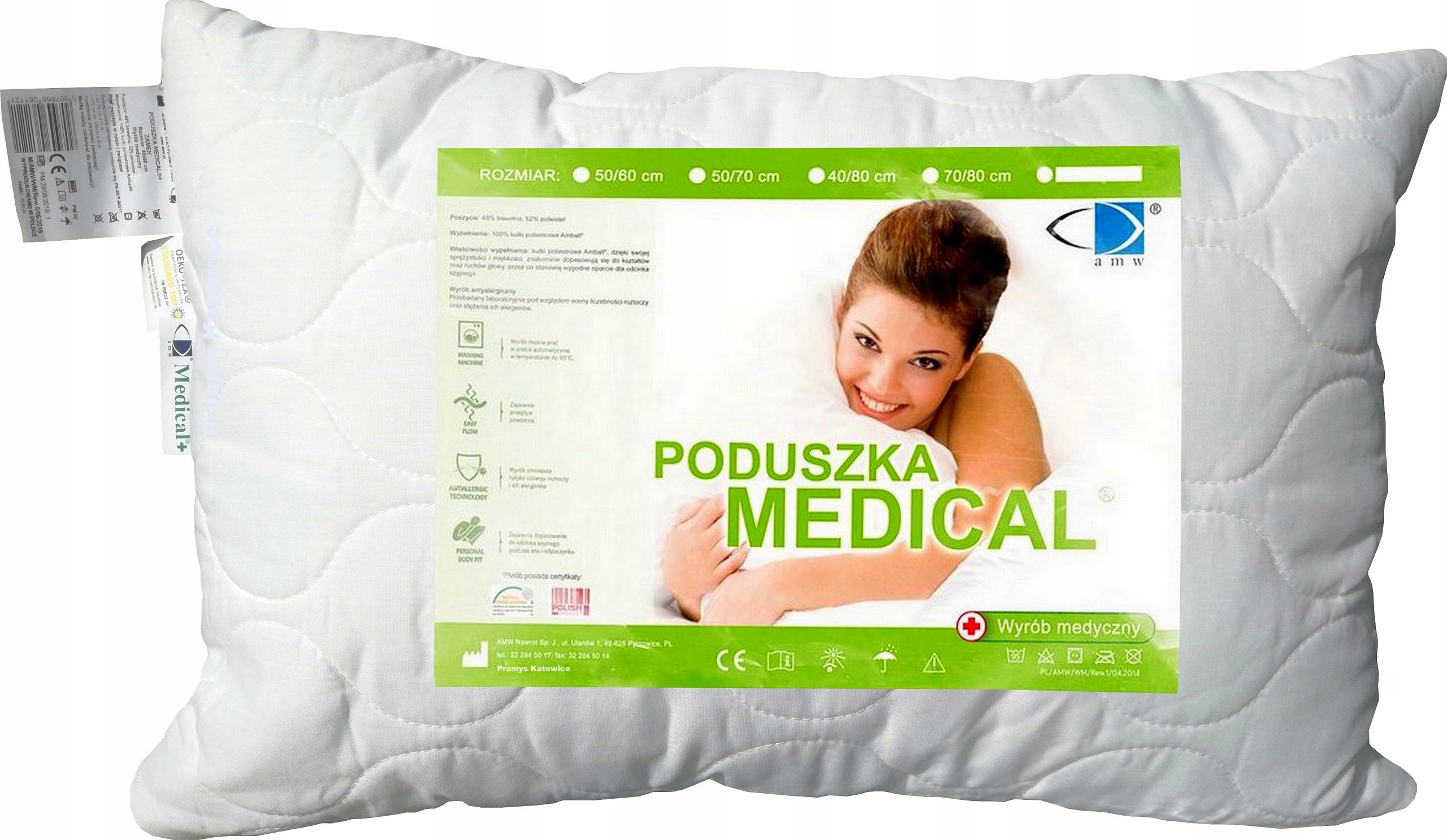 

Polska Poduszka Medical 50x80 Zamek Amw 95°C Atest