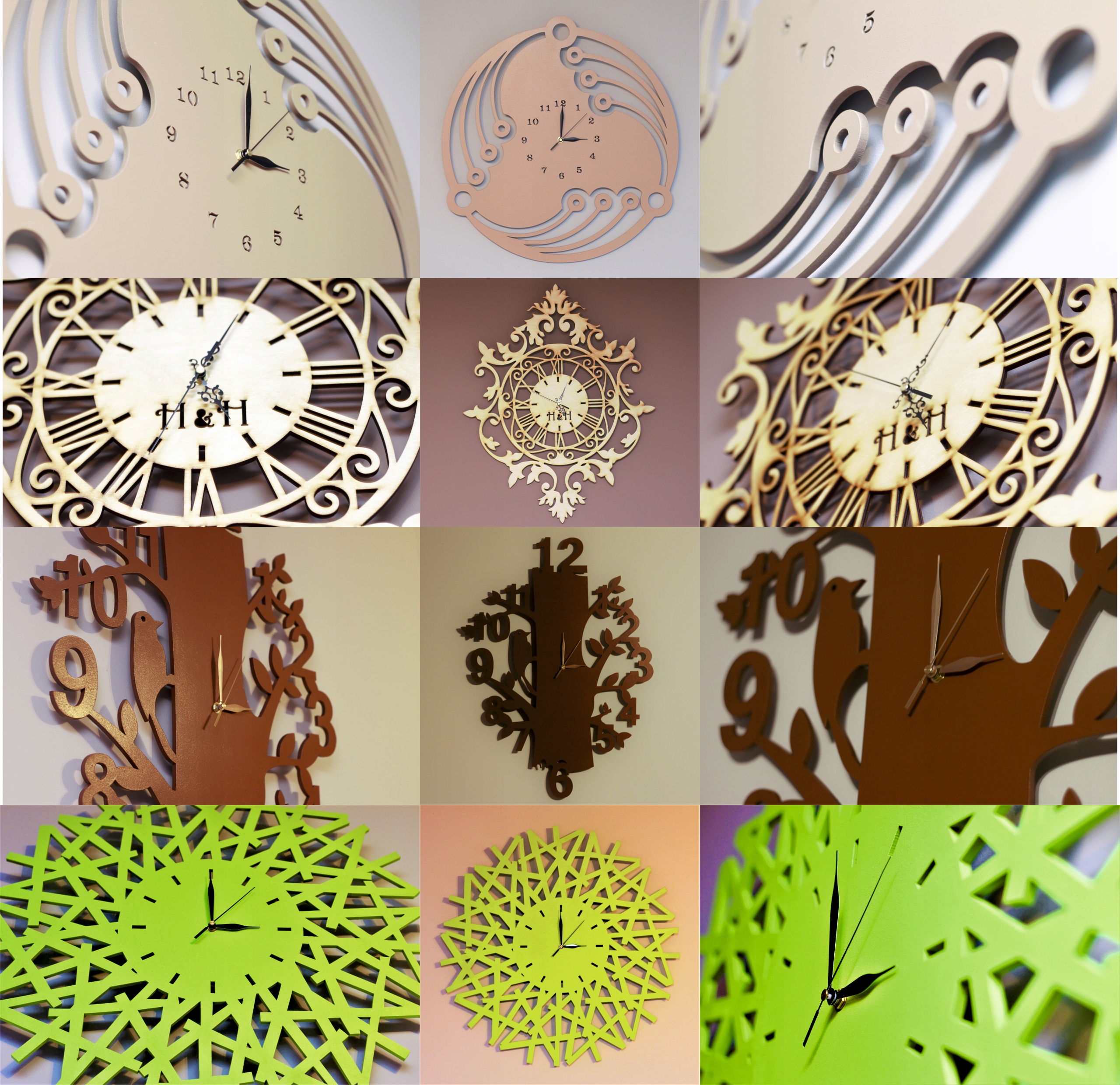 AŻUROWY ZEGAR ŚCIENNY MODERN! 50CM L! 17 KOLORÓW! Typ ścienny