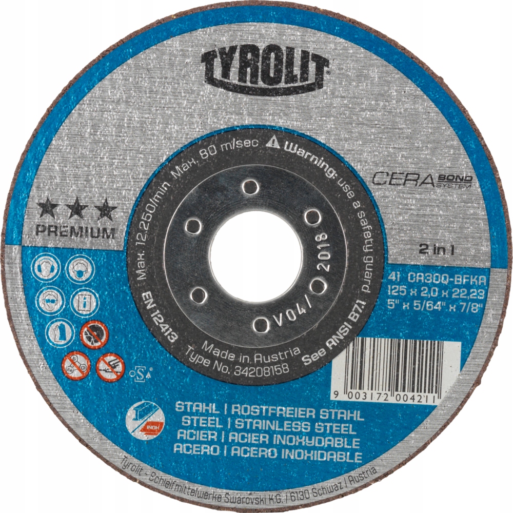 

Tarcza 125x1x22,23 Tyrolit Premium 2in1