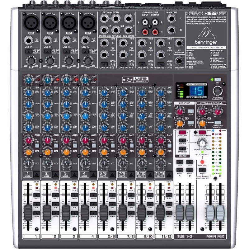 Behringer X1622USB 16-kanálový kompresorový mixér efektor audio rozhraní