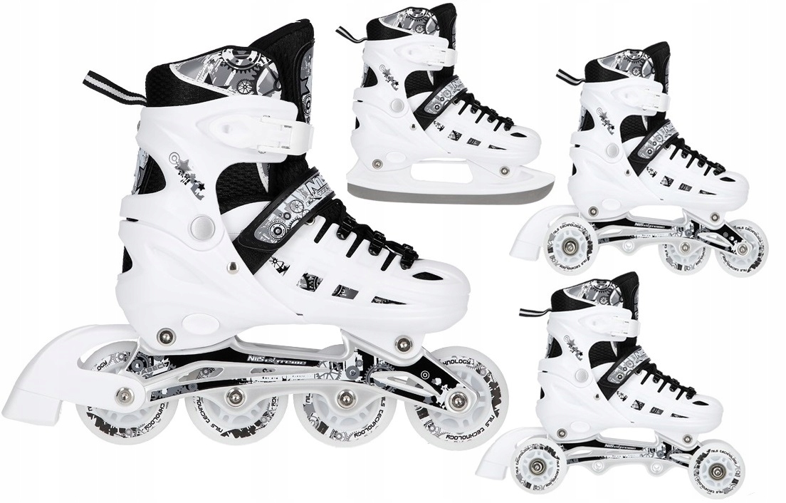 Brusle 2v1 4v1 s vyměnitelnou Led lištou, bílé, svítící 39-42 Nils Extreme