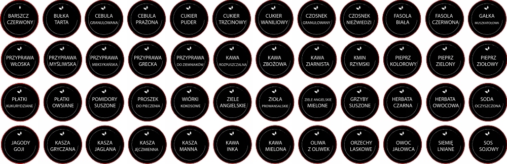 NAKLEJKI ETYKIETY NA PRZYPRAWY SŁOIK 150szt CZARNE Kolor czarny