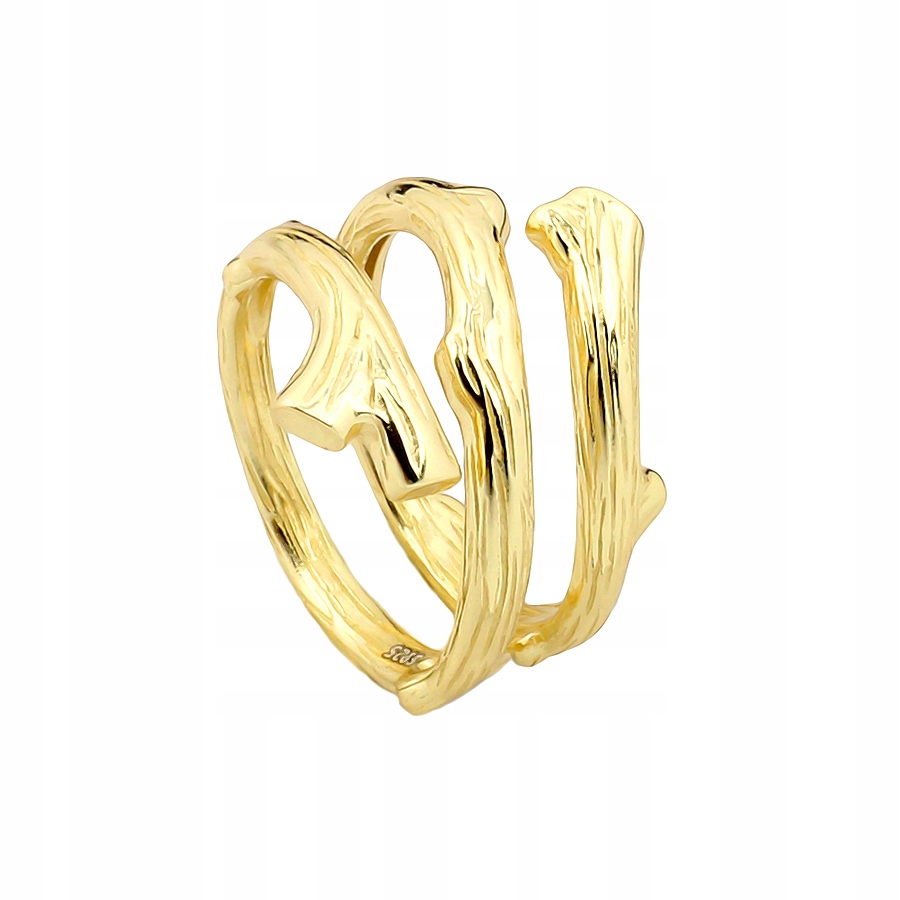 Pozlacený stříbrný prstýnek – větev ryzost 925