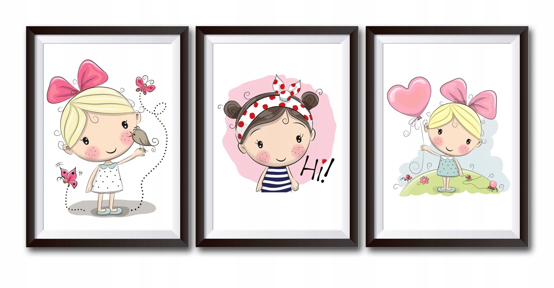 PLAKAT PLAKATY OBRAZKI DZIECI DZIEWCZYNK 3 SZTUKI A3 30,00 x 40,00 cm