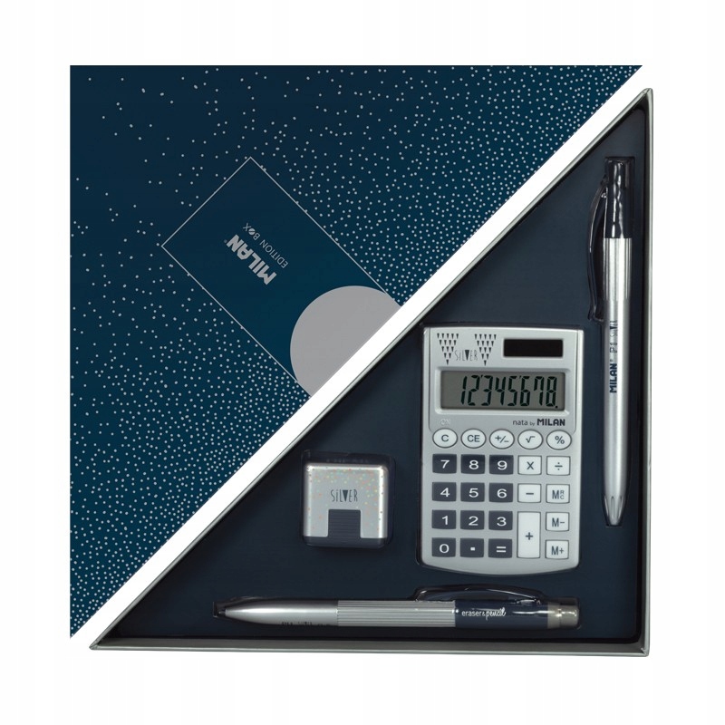 ZESTAW EXCLUSIVE kalkulator długopis ołówek gumka