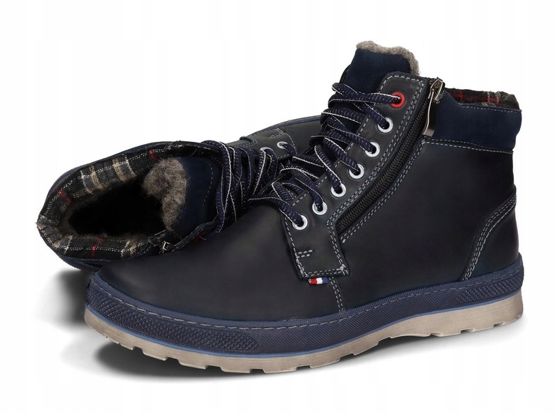 ZIMOWY TRAMPEK PÓŁBUT SKÓRA SUWAK 910 NIEBIESKI 44 Rozmiar 44