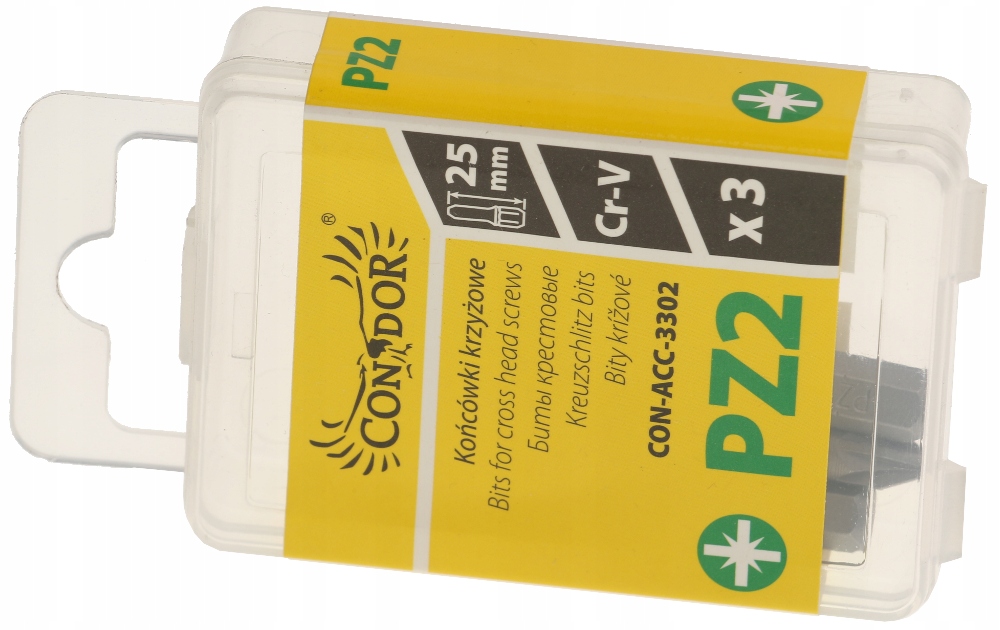 

Końcówki Krzyżowe Komplet PZ2 x 25 mm 3 szt Bit