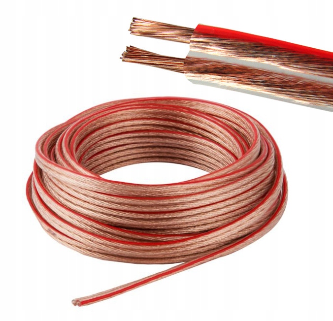 Kabel Przewód głośnikowy Audio LED 2x1,00mm CCA 1m Długość kabla 1 m