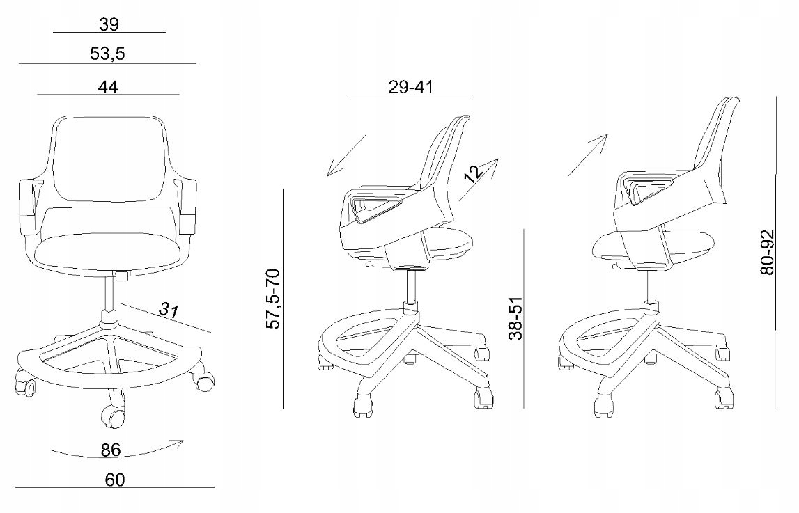 Rookee krzesło obrotowe dziecięce +podnóżek orange Marka Unique