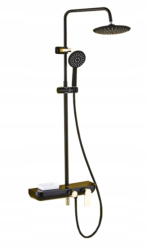 Sprchový Set S Dažďovou Sprchou A Výtokom, Čierny