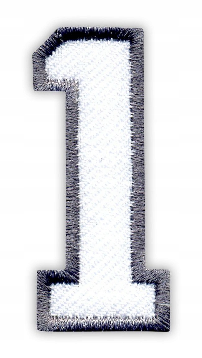 

Naszywka Biała Cyfra 1 jeden, liczba Haft Termo