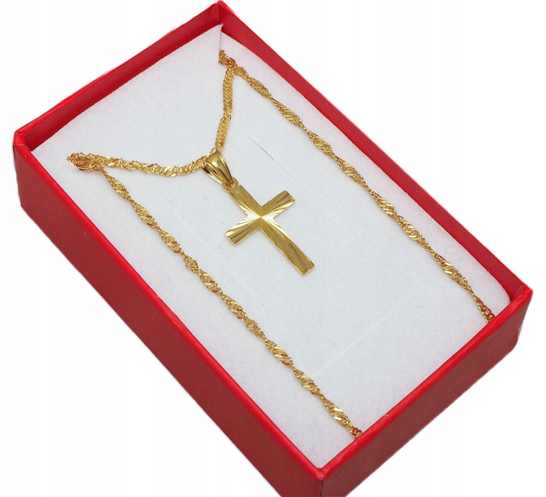 

Pozłocony Łańcuszek Srebrny Singapur 55cm Krzyż