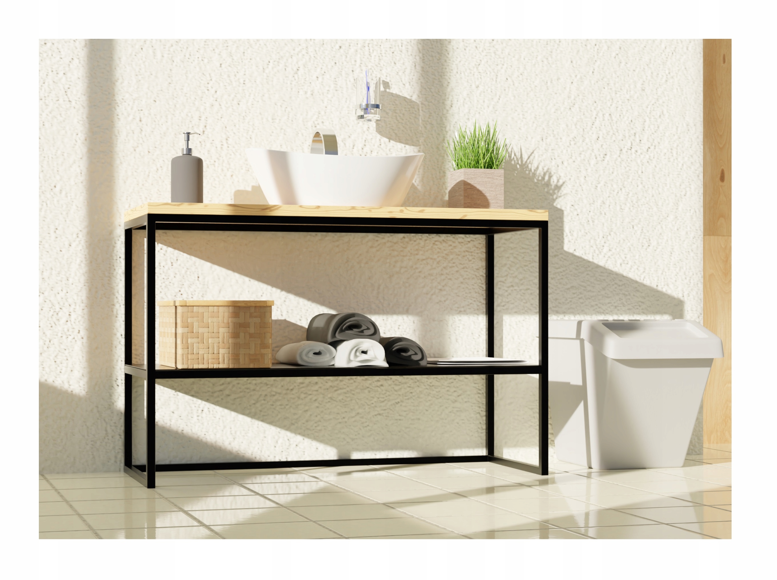 KONSOLA metalowa loft industrial DĄB Szerokość mebla 75 cm