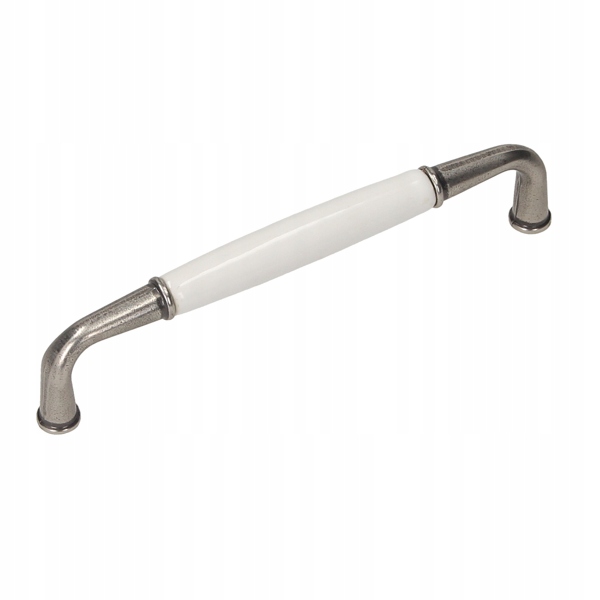 

Uchwyt meblowy porcelana UP16-L-128 srebro biała