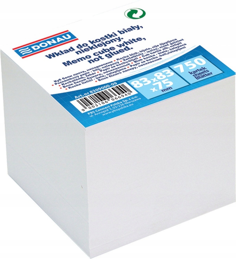 

Nieklejona Kostka Donau 83x83x75mm