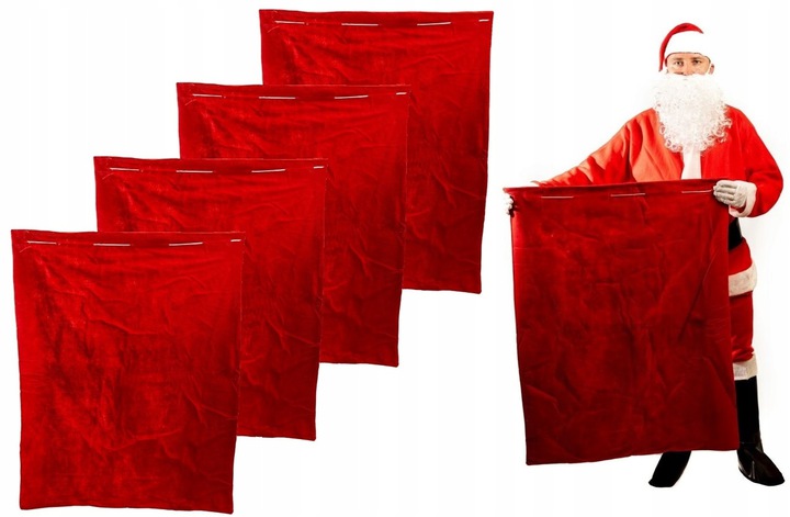 Worek na Prezenty 80x100 cm Świętego Mikołaja 4szt