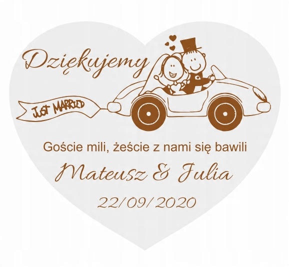 

10 szt Podziękowanie dla Gości Ślub Serce Magnes