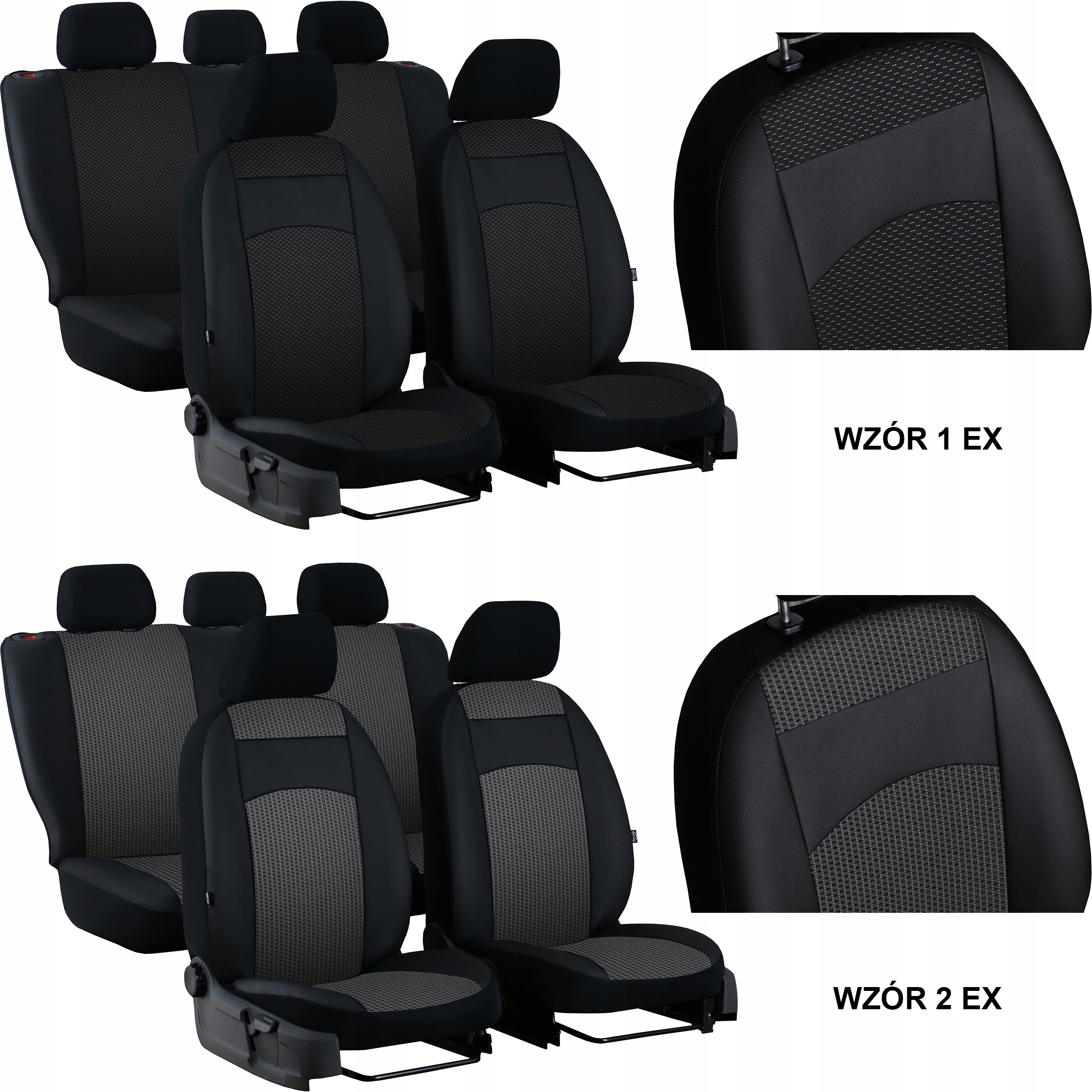 SKÓRA POKROWCE MIAROWE NA FOTELE do DACIA LODGY 7m Cechy dodatkowe szwy/otwory na poduszki powietrzne kieszenie