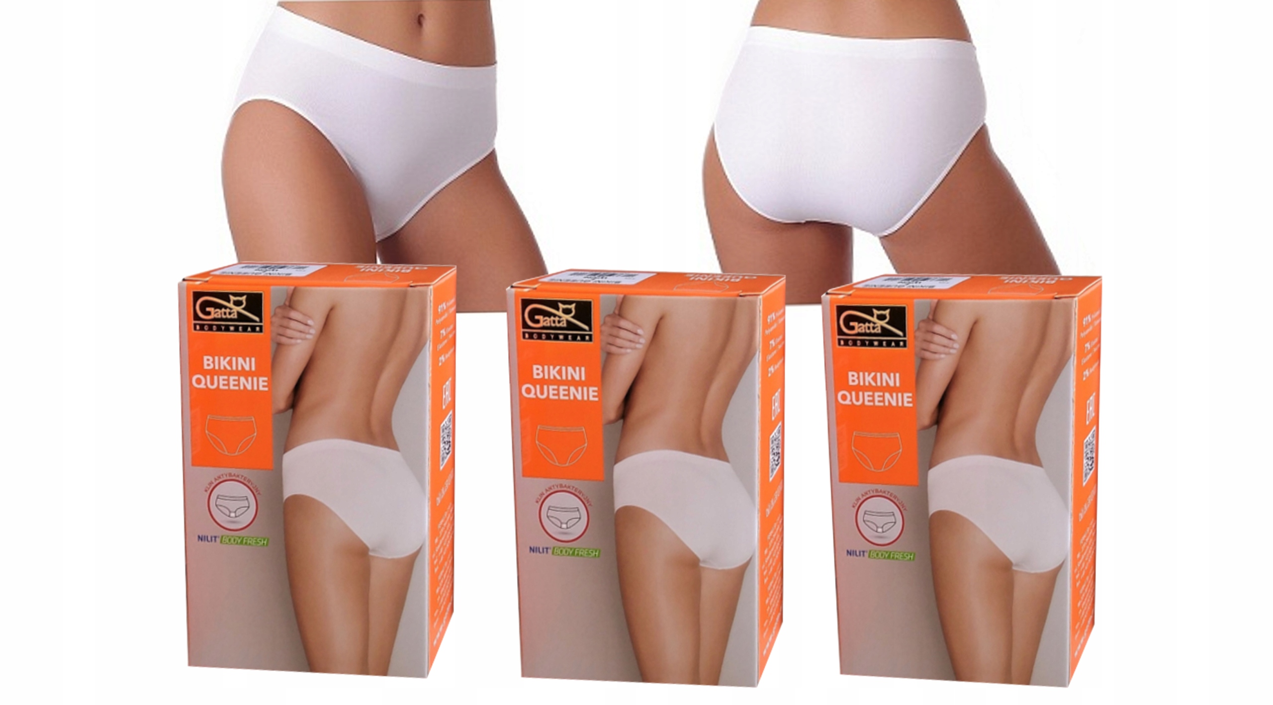

Figi Majtki Gatta Queenie Bikini 3 Pary Białe *L*