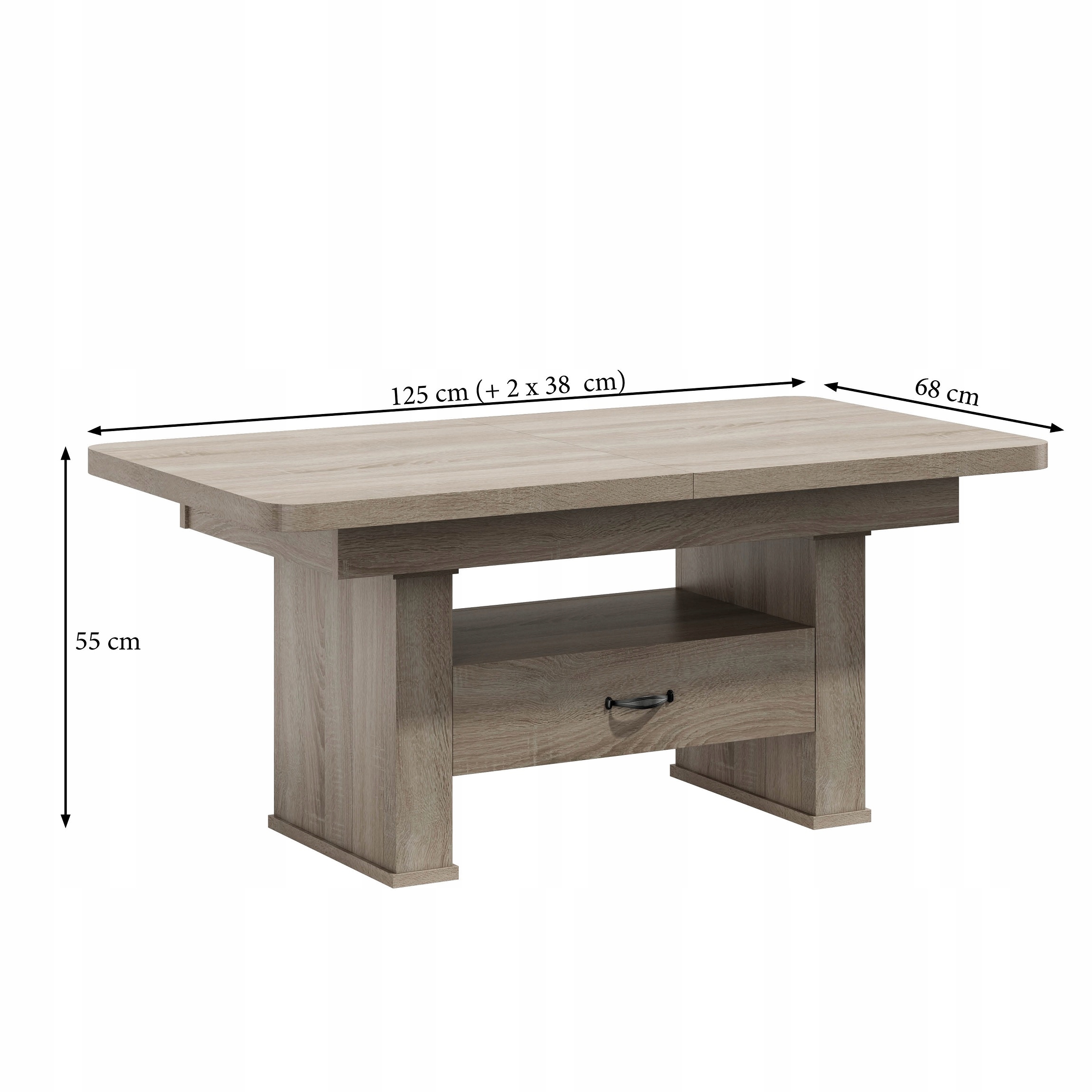 ŁAWA,ŁAWOSTÓŁ,ROZKŁADANY Z SZUFLADĄ KASZTAN S5 Głębokość mebla 125 cm