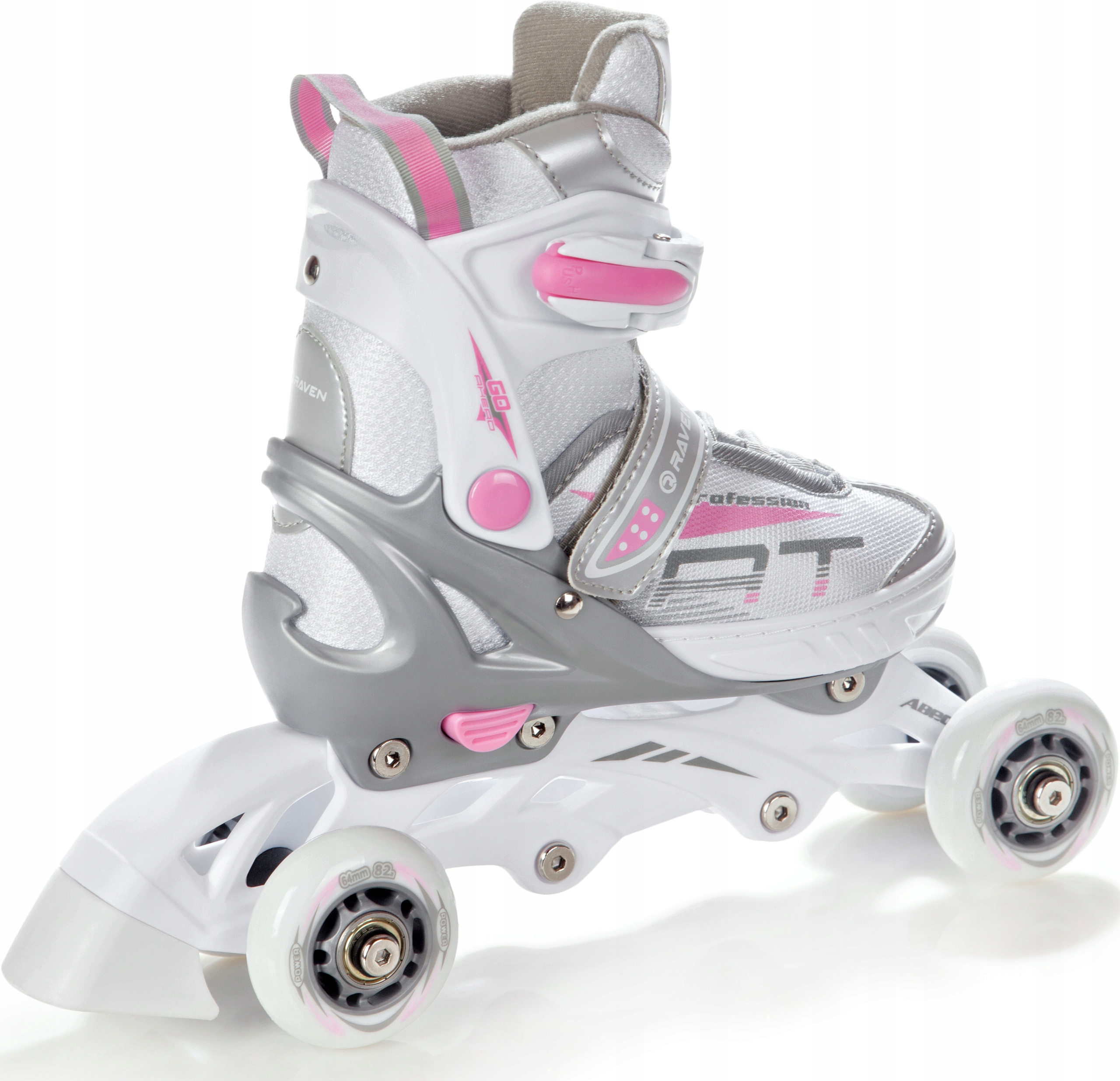 Rolki Wrotki Regulowane 3w1 RAVEN Profession White/Pink 31-35 Rozmiar 31-35