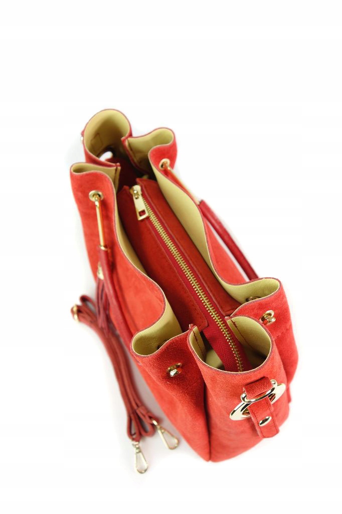 KUFER VERA PELLE WŁOSKA SKÓRA ZAMSZ A4 CZERWONA Marka Vera Pelle