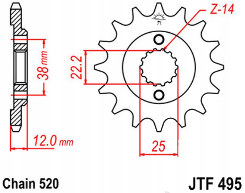Přední ozubené kolo JTF495-15 Ducati Sport 750 88-90