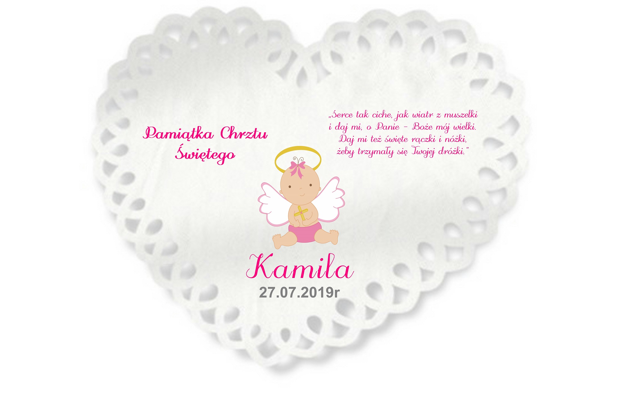 SZATKA DO CHRZTU ZDJĘCIE IMIĘ DATA PERSONALIZACJA