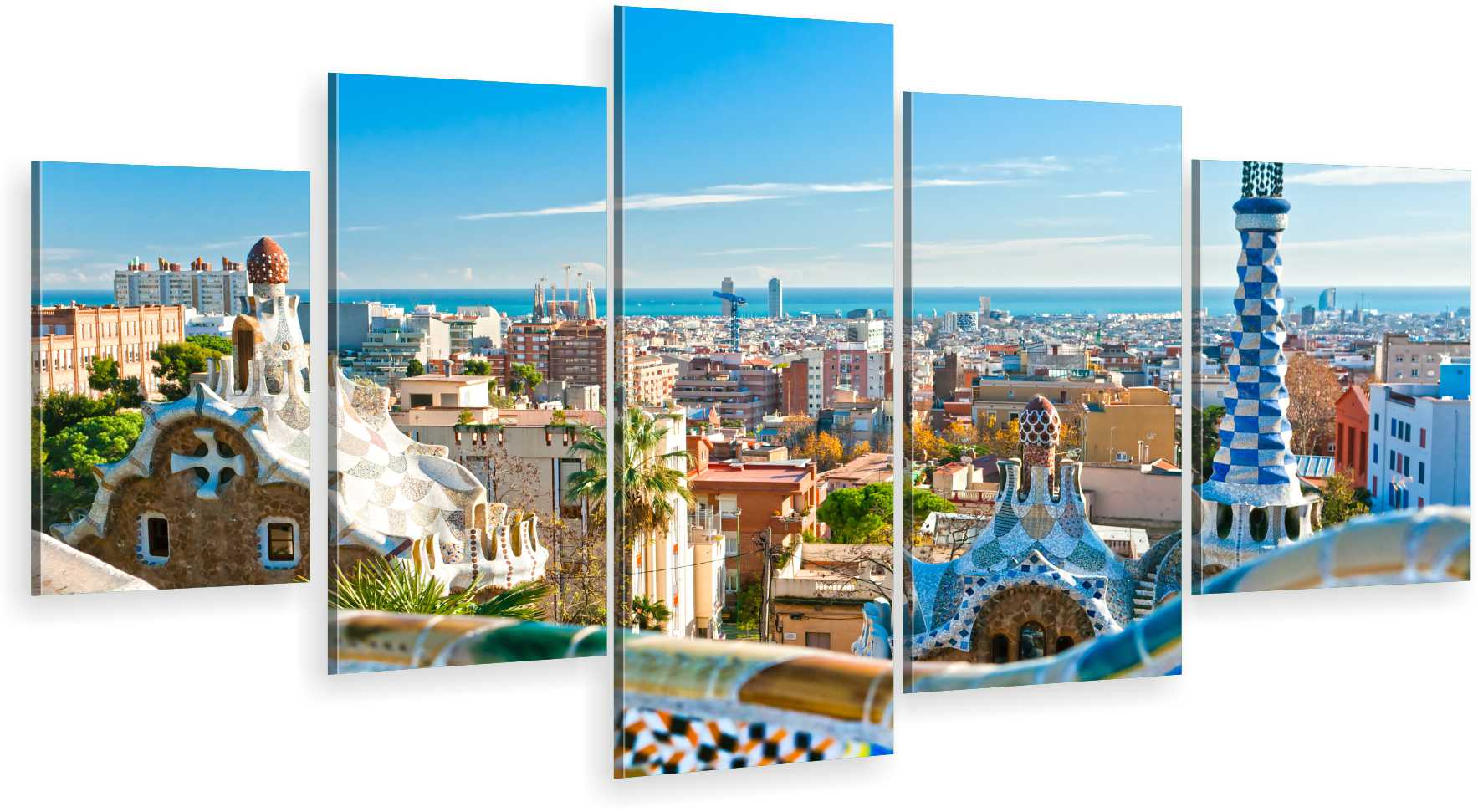 

Tryptyk 5-CZĘŚCI Na Ścianę Miasto Barcelona 800 Wz