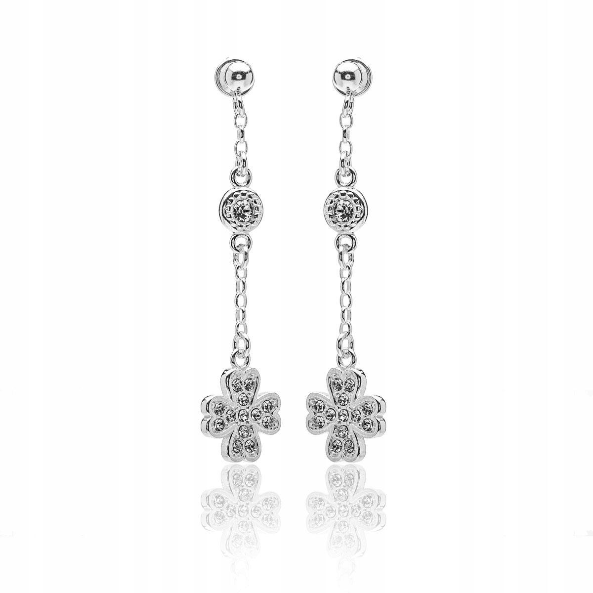 

Kolczyki koniczynki Swarovski Elements srebrne
