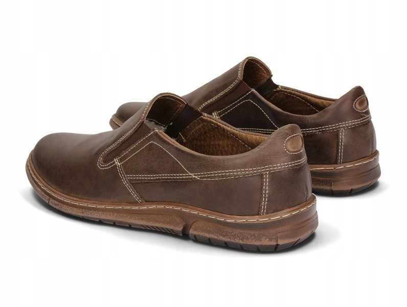 Mokasyny Męskie Półbuty Wsuwane Skóra Naturalna Wygodne 316 Brązowe 42 Materiał zewnętrzny skóra naturalna