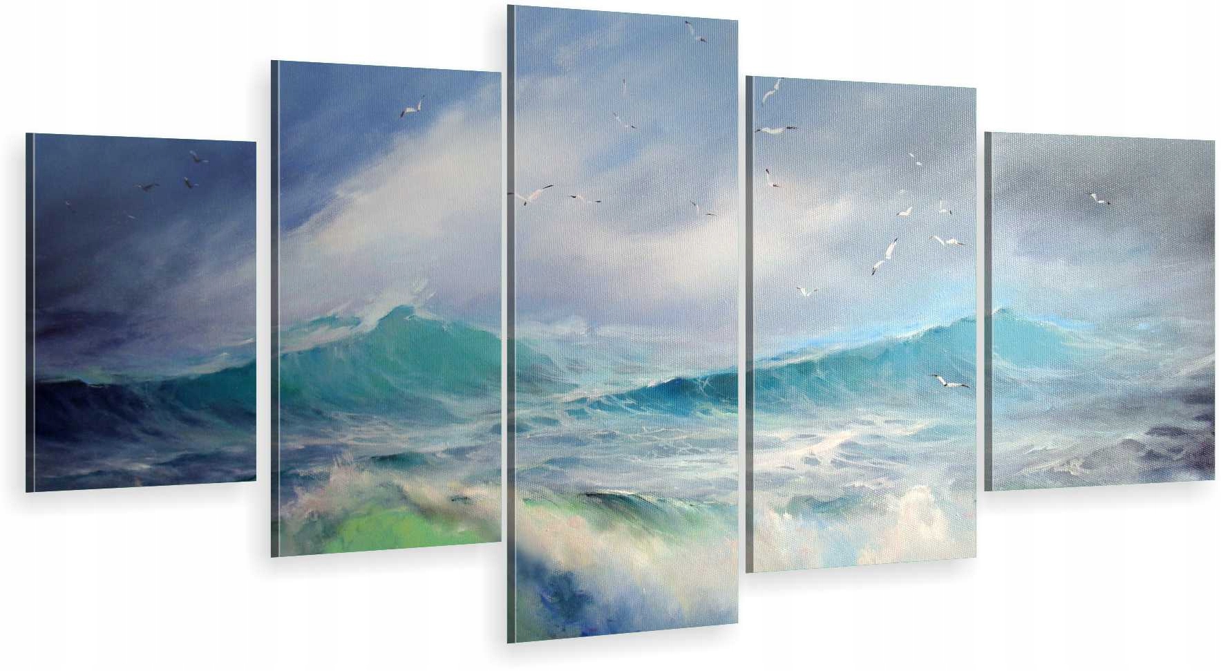 

Tryptyk 5-CZĘŚCI Na Ścianę Malowane Morze 800 Wz