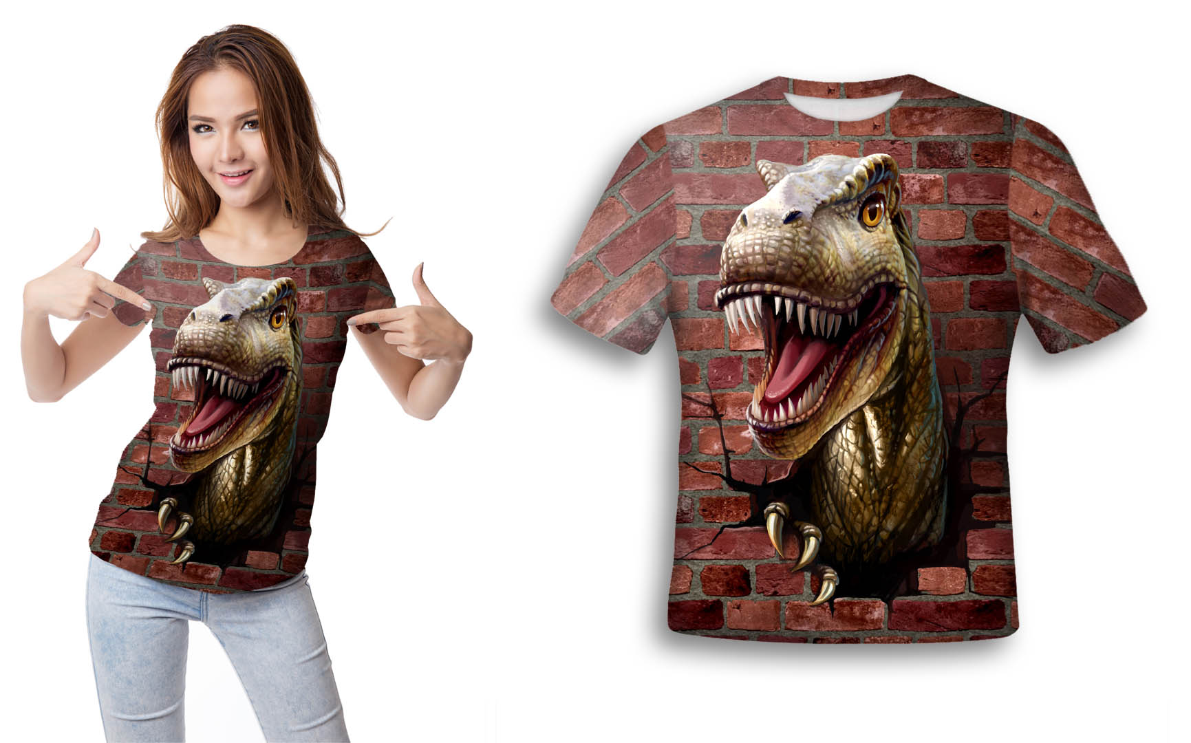 

Koszulka Fullprint Tyranozaur L Modna Stylowa