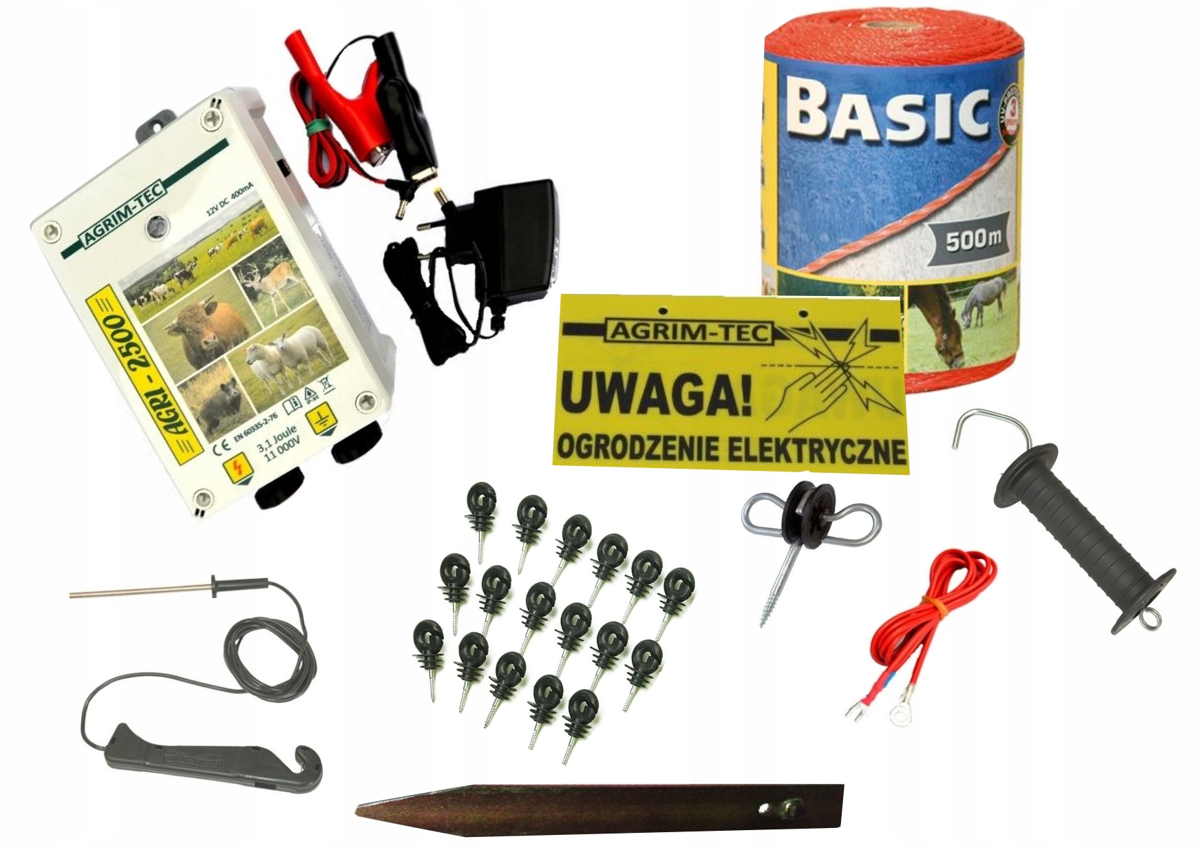 Zestaw pastuch elektryczny ogrodzenie 210A